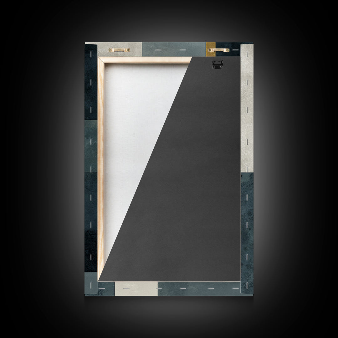 Geometric Bauhaus Grayscale Shapes Framed Canvas Print, Black and White Art, Digital Art, Living Room Decor, Abstract Art, BAW-2x3-98