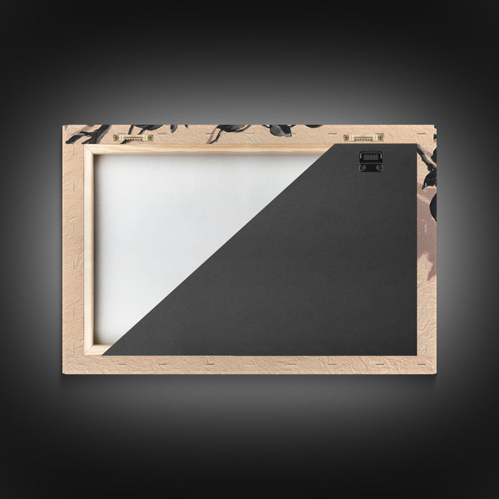 Minimal Botanical Branch Framed Canvas Print, Black and White Art, Apartment Decor, Living Room Decor, Oil Painting, Monochrome, BAW-3x2-10