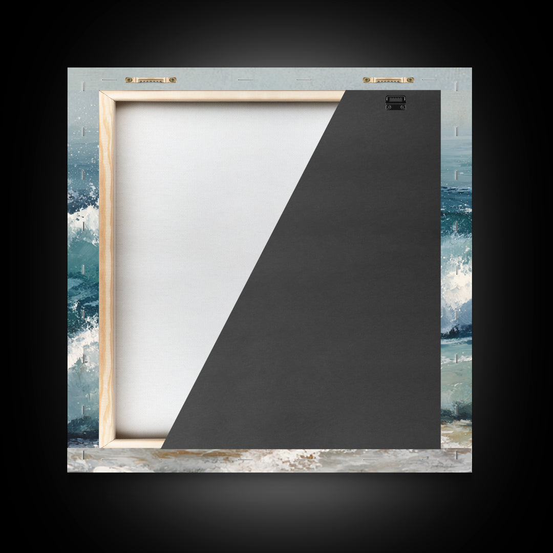 Stormy Ocean Wave Canvas Print, Beach Art, Textured Painting, Coastal Decor, Oil Painting, Shore, Digital Wall Art, BEA-1x1-81