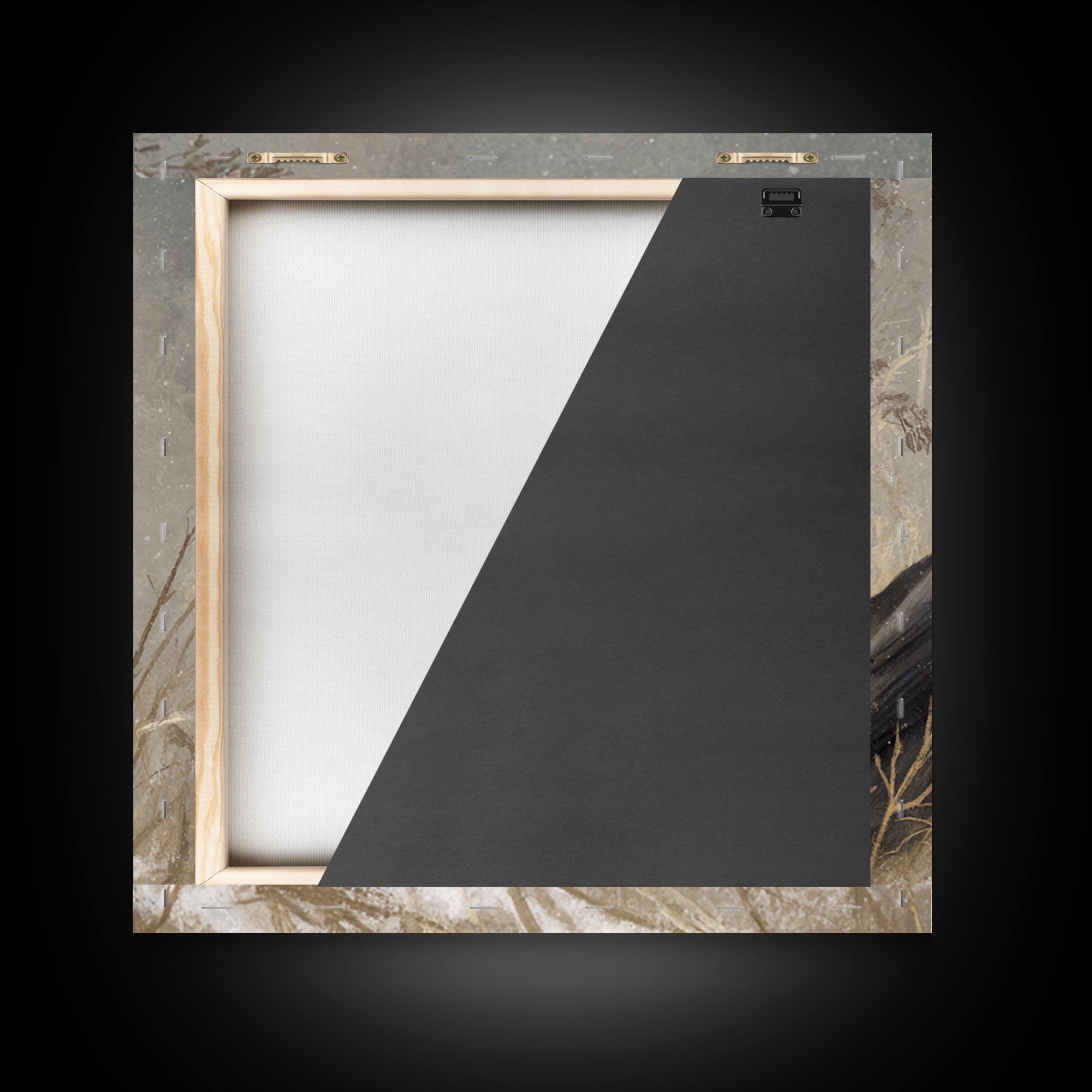 Raven Silhouette with Gothic Atmosphere Framed Canvas Print, Bird Art, Statement Artwork, Living Room Decor, Abstract Art, BIR-1x1-33