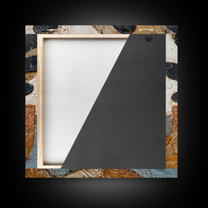 Minimal Black Line Figure Framed Canvas Print, Boho Art, Wall Decor, Living Room Decor, Oil Painting, Bohemian, Art Nouveau, BOH-1x1-12