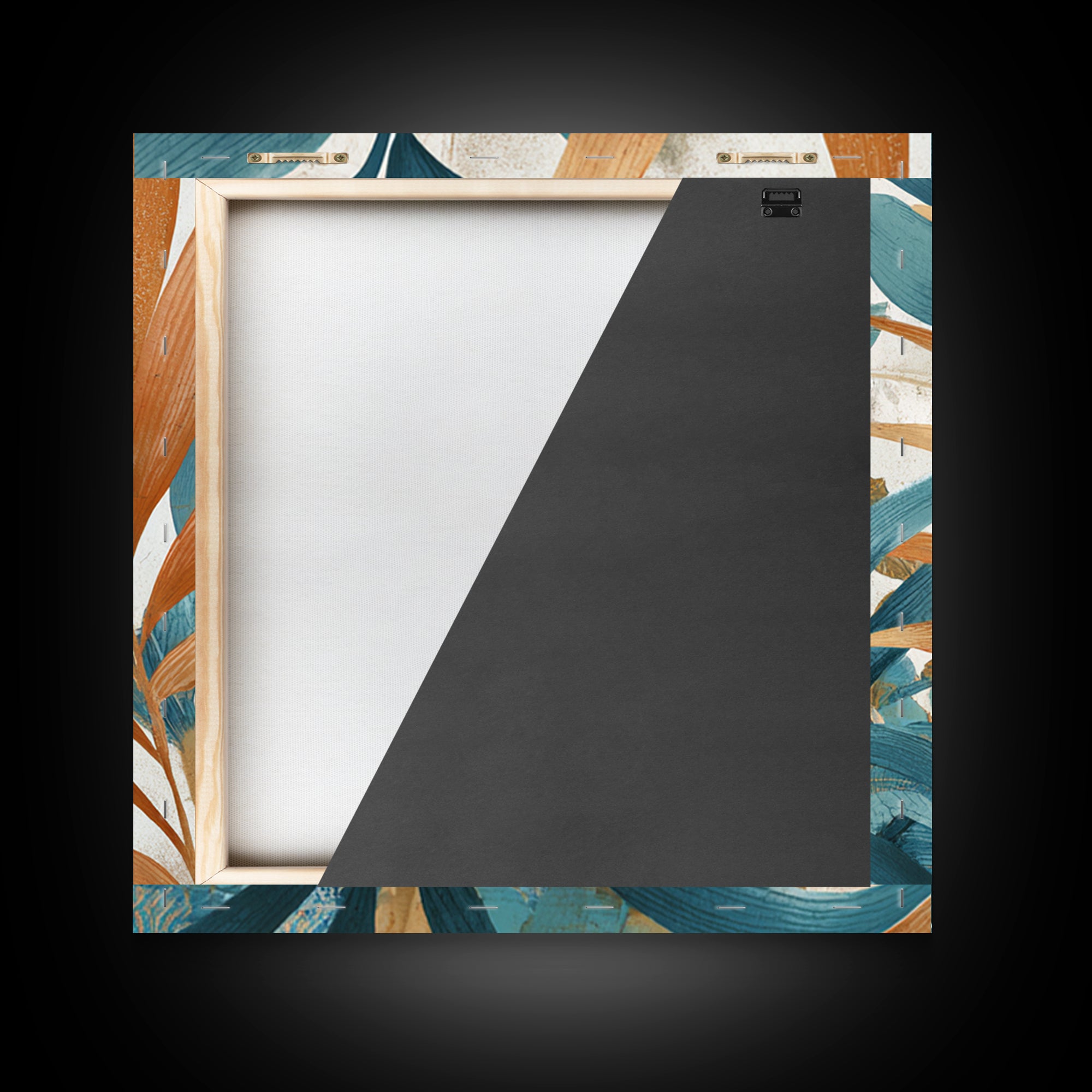 Terracotta Palm Leaves Framed Canvas Print, Boho Art, Wall Decor, Living Room Decor, Fine Art, Bohemian, Art Nouveau, BOH-1x1-29