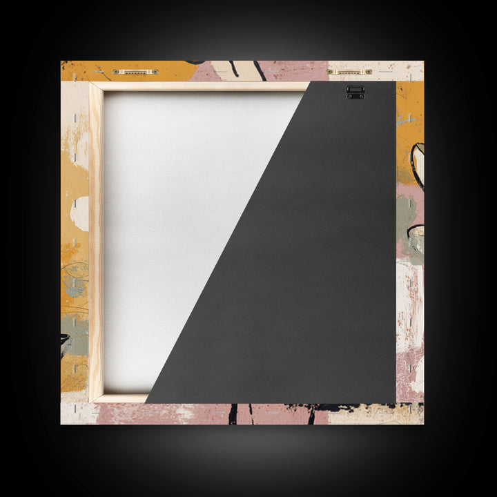 Minimal Black Line Figure Canvas Print, Boho Art, Living Room Decor, Watercolor Art, Bohemian, Abstract Wall Art, BOH-1x1-36