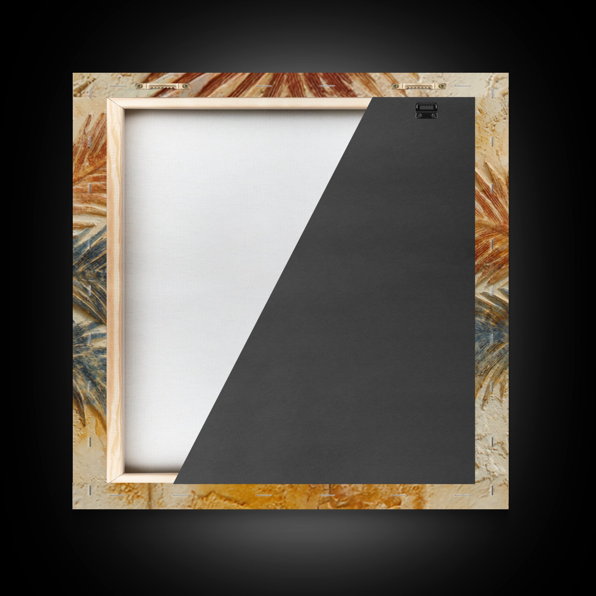 Terracotta Palm Leaves Framed Canvas Print, Boho Art, Wall Decor, Living Room Decor, Fine Art, Bohemian, Art Nouveau, BOH-1x1-53