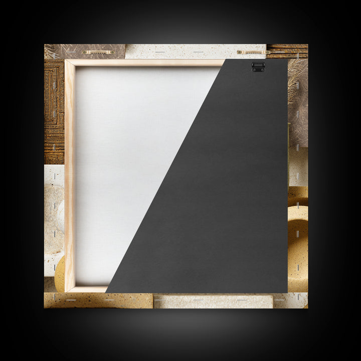 Abstract Clay Shapes Framed Canvas Print, Boho Art, Printable Art, Living Room Decor, Abstract Art, Bohemian, Neutral Decor, BOH-1x1-64