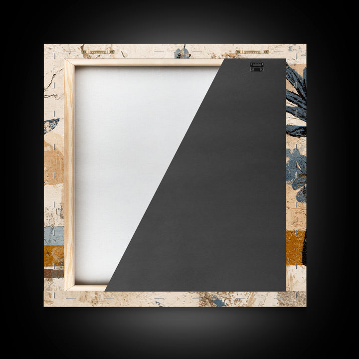 Minimal Black Line Figure Framed Canvas Print, Boho Art, Boho Decor, Living Room Decor, Fine Art, Bohemian, Textured Painting, BOH-1x1-84