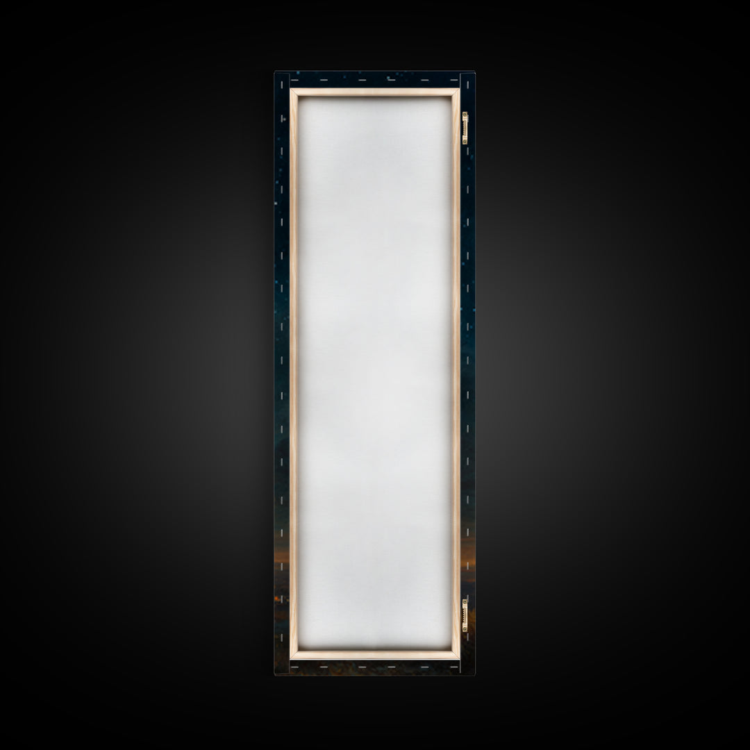 Heavenly Night Cross – Framed Canvas Print – Tall Skinny Art Print – Christian Christmas Decor – Jesus Painting – Christian Wall Art