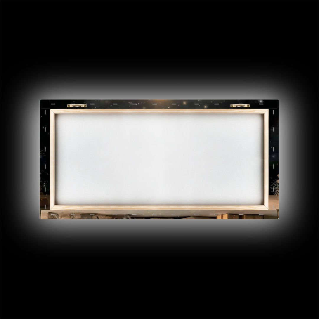 Golden Night Blessing – Framed Canvas Print – Christian Christmas Art – Christian Art Canvas – Christmas Wall Art – Framed Christmas Art –