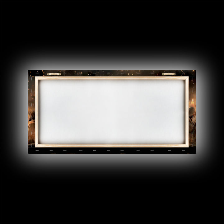 Sacred Candlelight – Framed Canvas Print – Christian Art Canvas – Christian Christmas Art – Christmas Wall Art – Christian Decor – Modern C