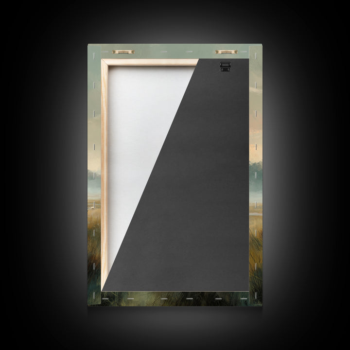 Morning Pasture – Framed Canvas Print – Christian Art Canvas – Christian Wall Art – Christian Painting – Subtle Christian Art – Pastoral Sc