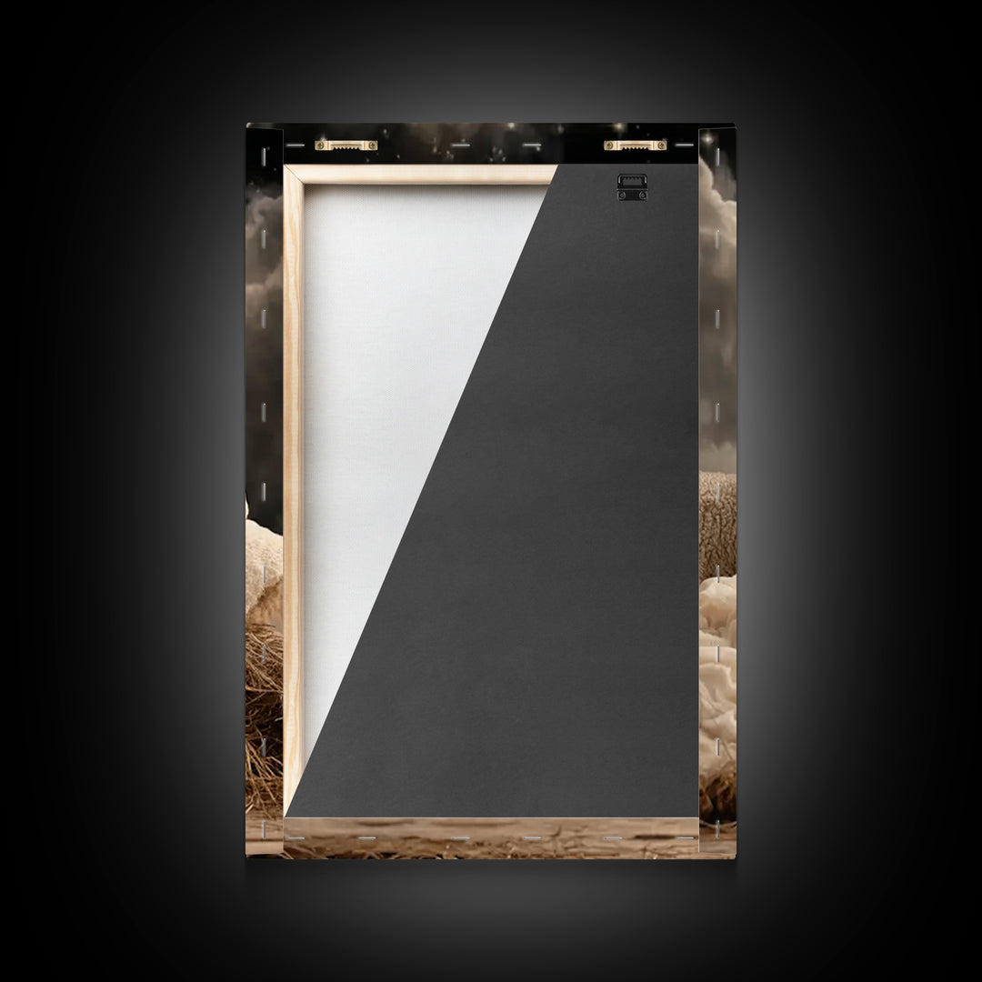 Holy Lamb Watch – Framed Canvas Print – Christian Christmas Art – Christian Art Print – Jesus Christmas Art – Christmas Wall Art – Modern C