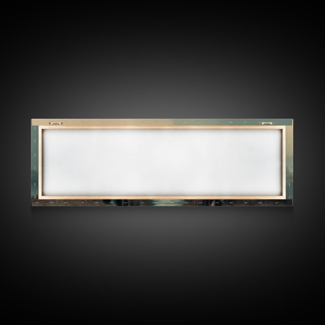 Misty Bridge Journey | Framed Canvas Print | Christian Wall Art | Jesus Painting | Panoramic Art | Christian Art Canvas | Christmas Art