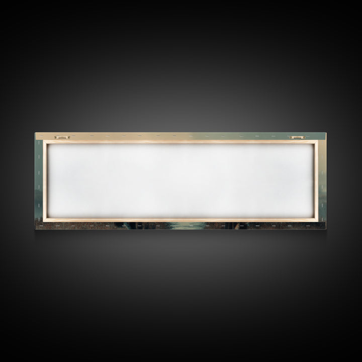 Misty Bridge Journey | Framed Canvas Print | Christian Wall Art | Jesus Painting | Panoramic Art | Christian Art Canvas | Christmas Art