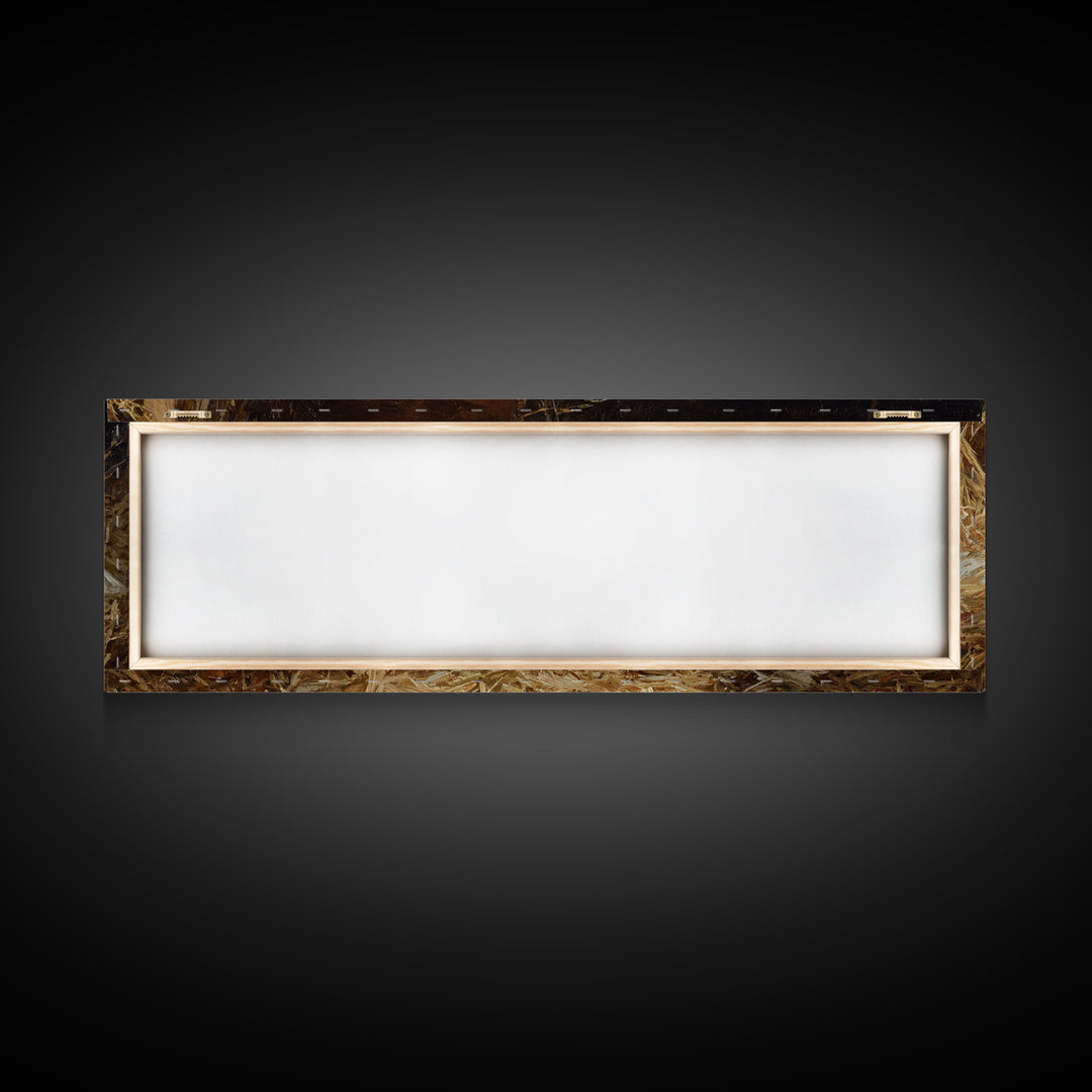 Manger Peace Glow | Framed Canvas Print | Panoramic Painting | Christian Christmas Art | Jesus Art Print | Christmas Wall Art