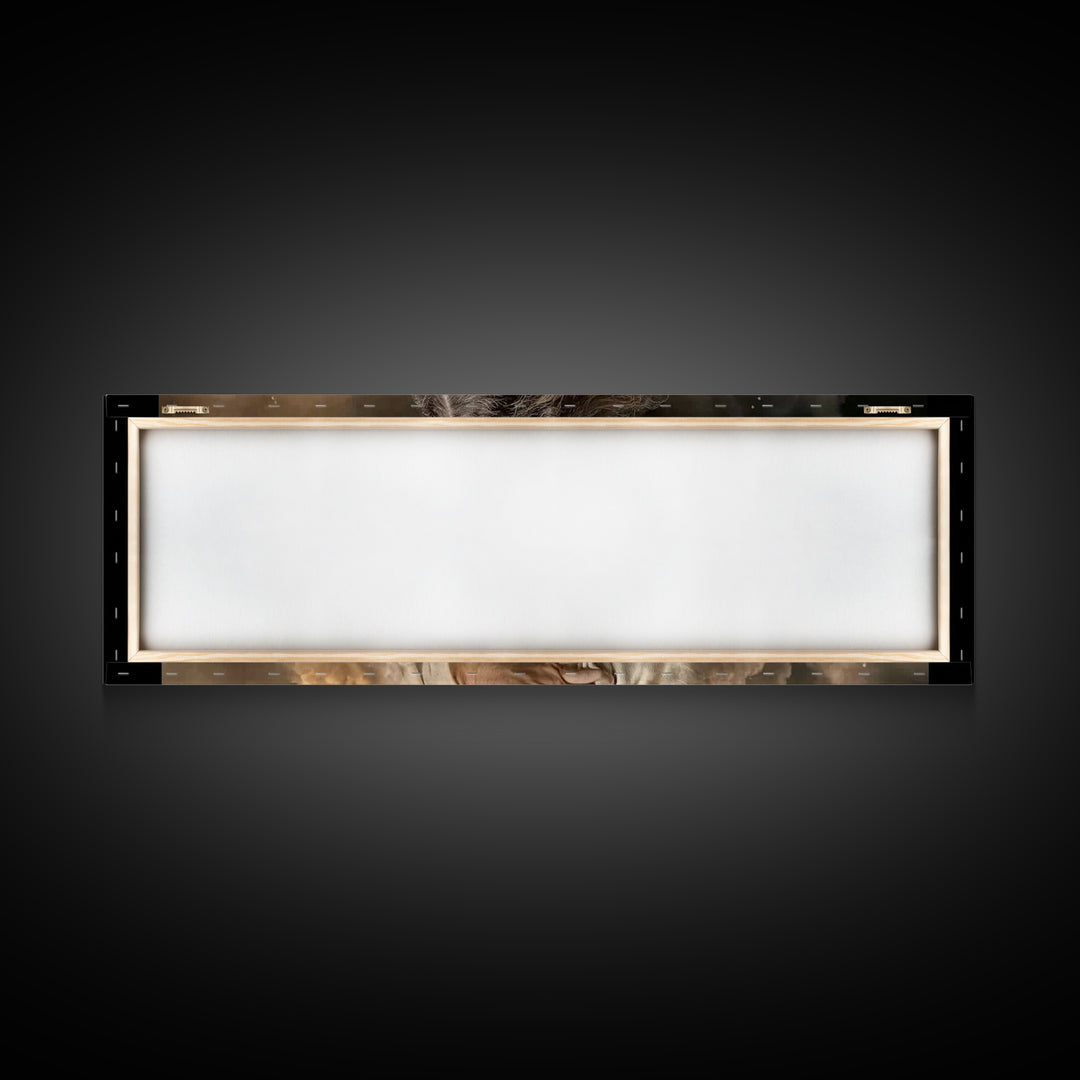Sacred Lamb Embrace – Framed Canvas Print – Panoramic Frame – Christian Art Canvas – Jesus Wall Art – Christmas Art Work – Christian Gift I