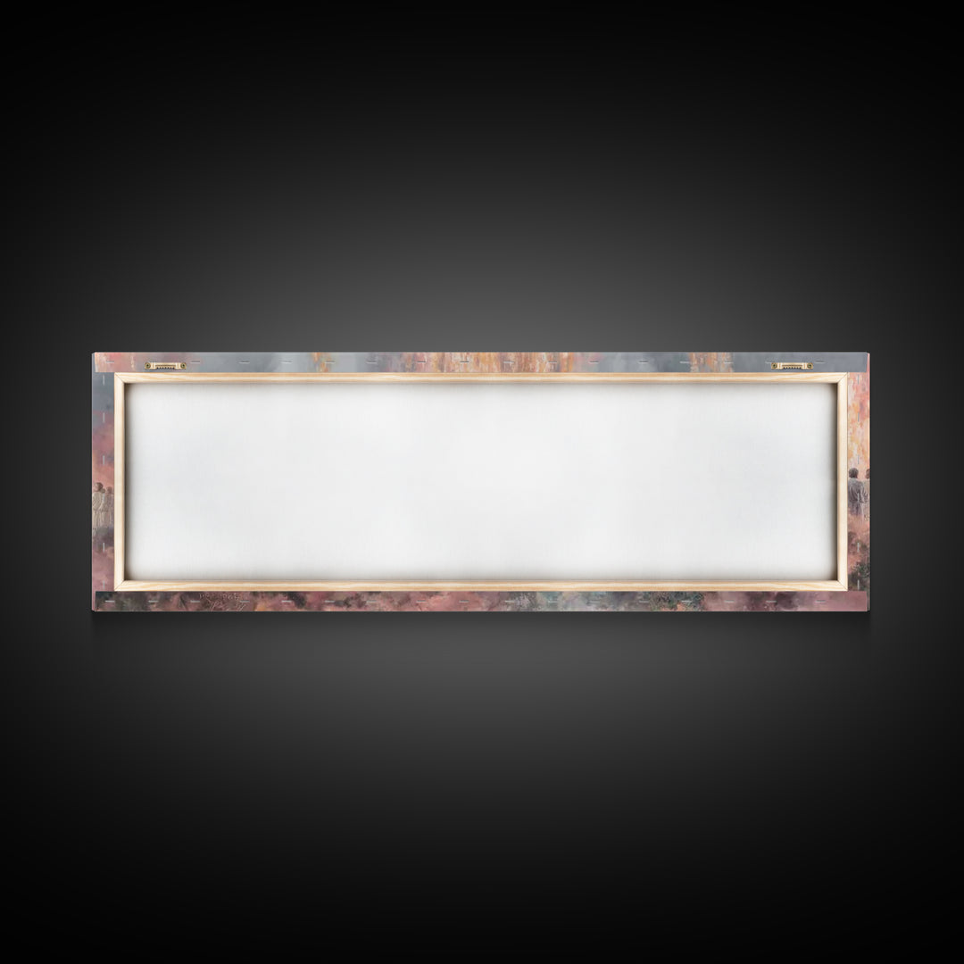 Heavenly Ember Circle | Framed Canvas Print | Christian Art | Jesus Painting | Christian Art Canvas | Panoramic Wall Art | Christmas Art