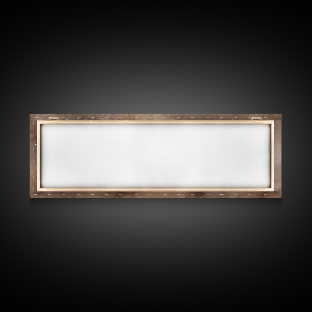 Fireside Reverence, Framed Canvas Print, Panoramic Wall Art, Christian Art Canvas, Moody Christmas Art, Christian Wall Art, Christian Decor
