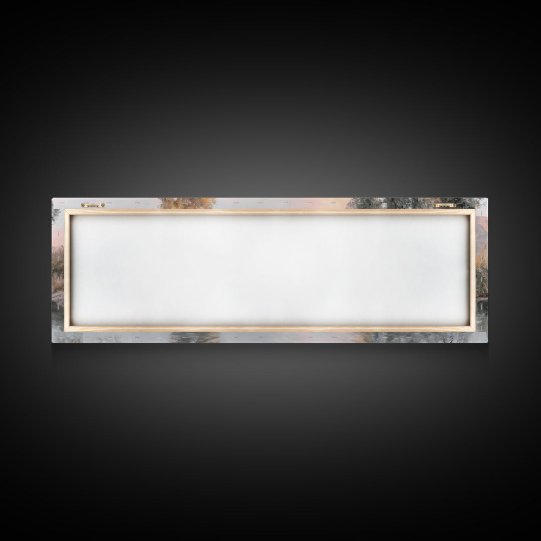 River Dawn Communion, Framed Canvas Print, Christian Wall Art, Christian Art Canvas, Jesus Painting, Panoramic Art