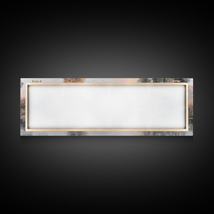 River Dawn Communion, Framed Canvas Print, Christian Wall Art, Christian Art Canvas, Jesus Painting, Panoramic Art