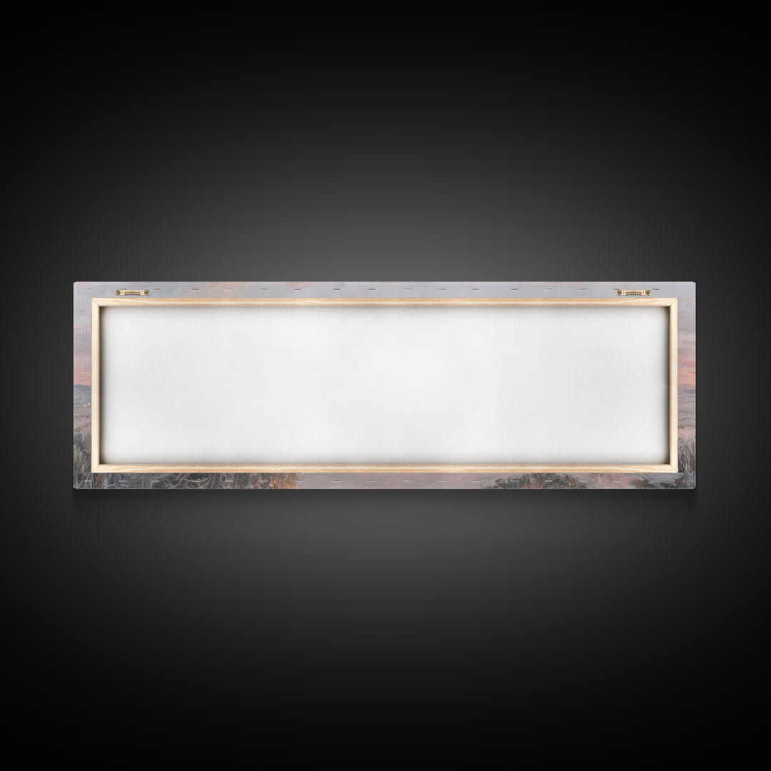Bethlehem Dawn Glow, Framed Canvas Print, Christian Wall Art, Panoramic Frame, Christian Christmas Art, Jesus Art Print, Christmas Decor