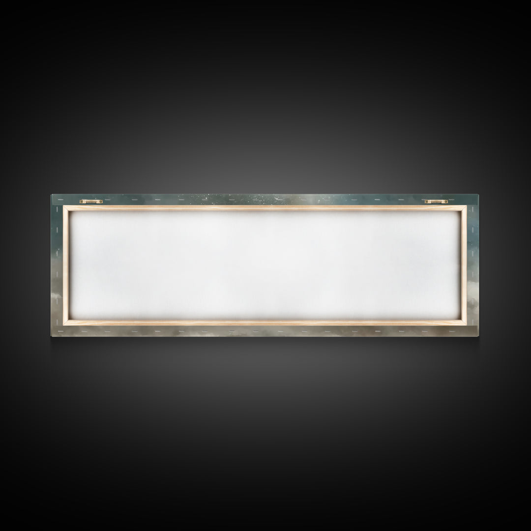 Starlit Redemption | Framed Canvas Print | Christian Wall Art | Jesus Painting | Christian Art Print | Christmas Art | Panoramic Wall Art