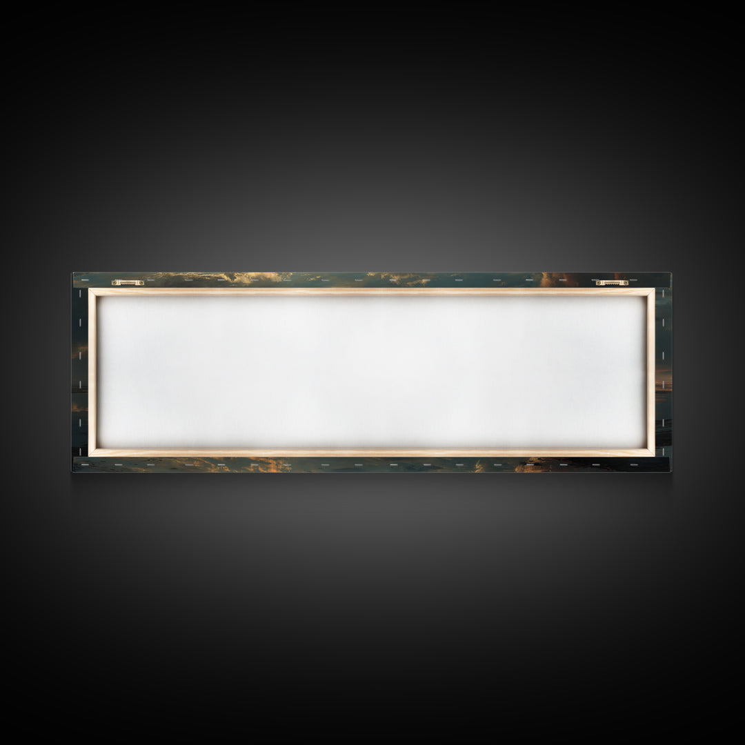 Radiant Horizon Walk, Framed Canvas Print, Jesus Wall Art, Panoramic Art, Christian Art Canvas, Moody Christian Art