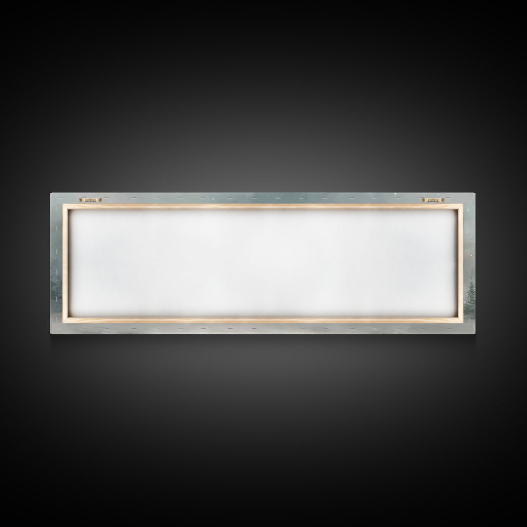 Snowy Chapel Light – Framed Canvas Print – Panoramic Painting – Christian Wall Art – Christmas Art – Christian Art Canvas – Christian Chris