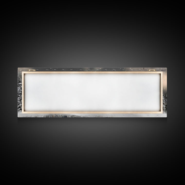 Midnight Chapel Light – Framed Canvas Print – Christian Wall Art – Framed Christmas Art – Christian Christmas Decorations – Panoramic Art –