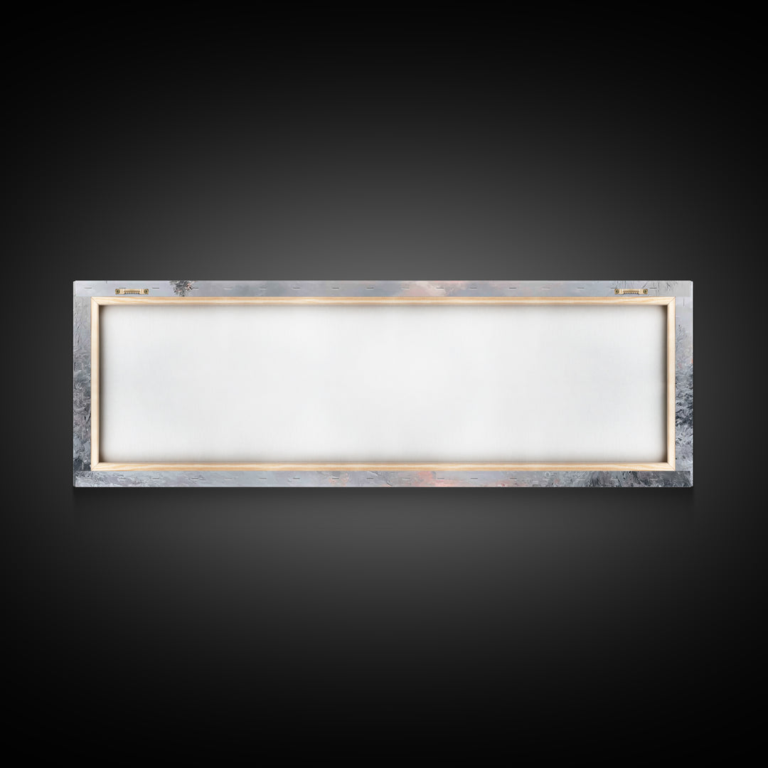 Radiant Winter Church, Framed Canvas Print, Christmas Wall Art, Christian Art Canvas, Moody Christmas Art, Panoramic Wall Art, Christian De