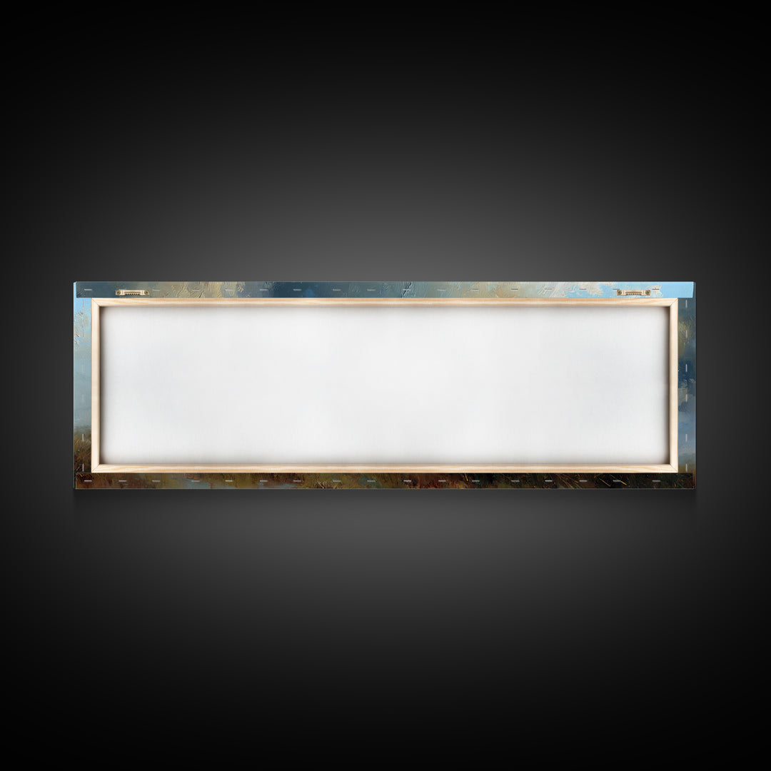 Morning Shepherd Light, Framed Canvas Print, Christian Wall Art, Panoramic Art, Jesus Painting, Modern Christian Art, Christmas Wall Art