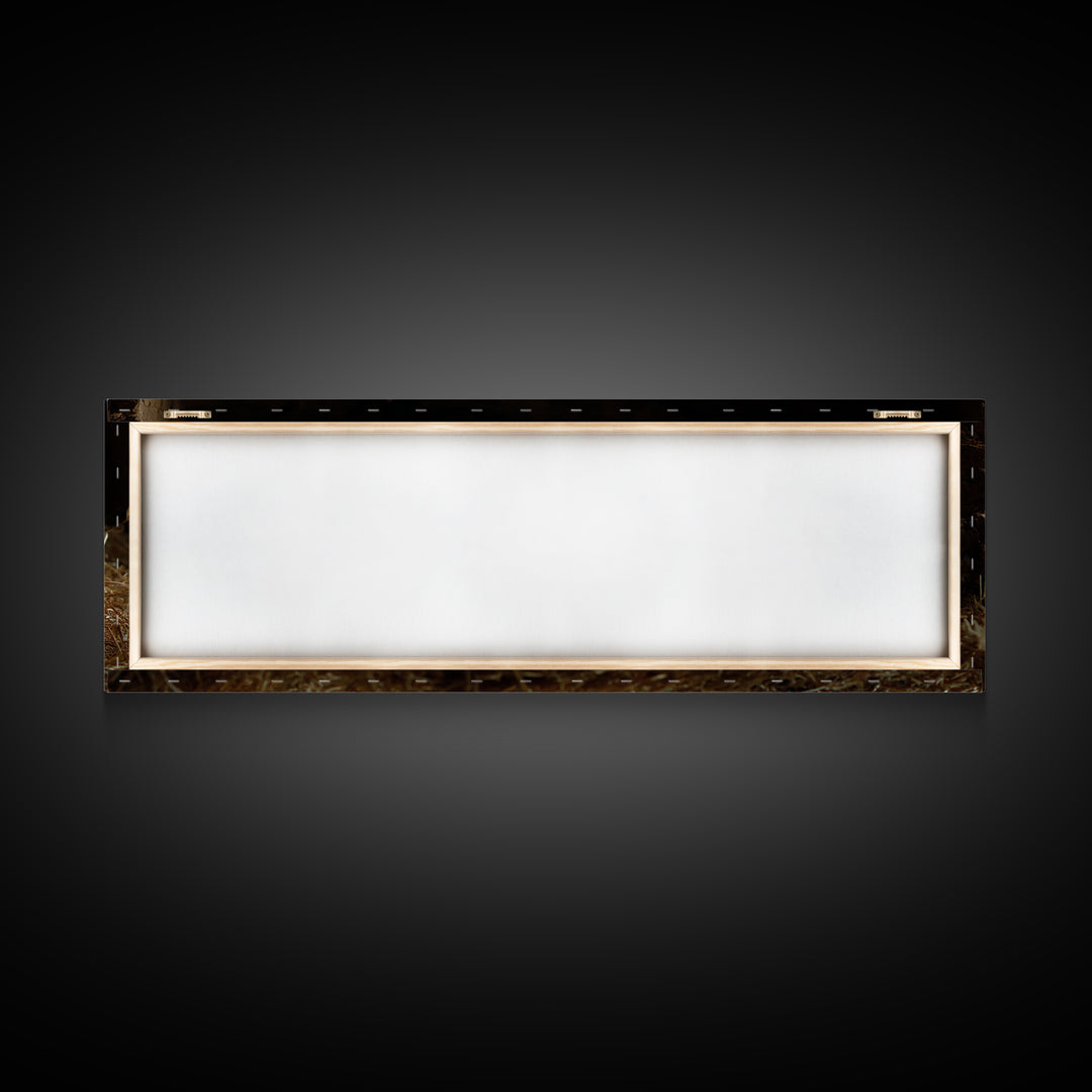 Quiet Manger Glow, Framed Canvas Print, Christian Wall Art, Panoramic Frame, Christian Art Canvas, Christian Christmas Art, Jesus Christmas