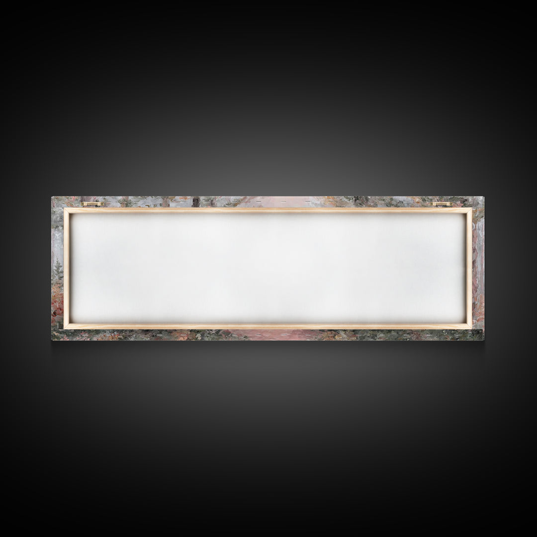 Woodland Cross Glow – Framed Canvas Print – Panoramic Painting – Christian Art Canvas – Christian Wall Art – Christian Christmas Art – Chri
