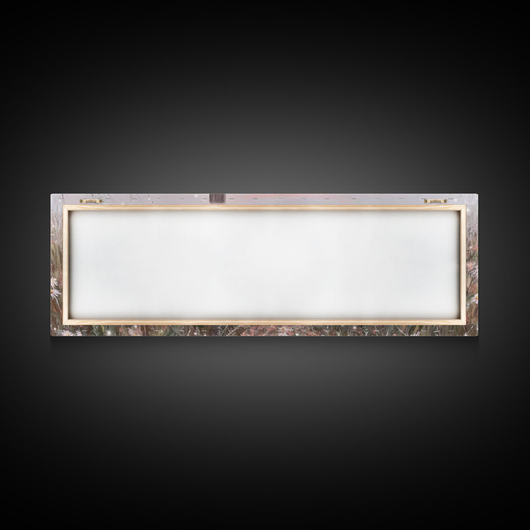 Silent Cross Meadow | Framed Canvas Print | Panoramic Wall Art | Christian Art Canvas | Subtle Christian Art | Christian Decor | Christmas