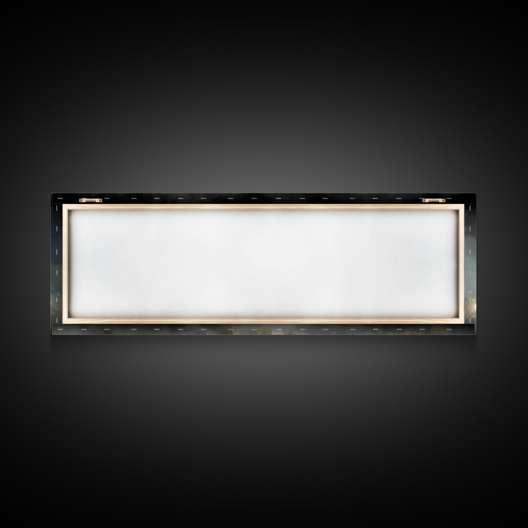 Twilight Candle Crowd | Framed Canvas Print | Christian Wall Art | Panoramic Frame | Christian Art Canvas | Christmas Art | Devotional Art