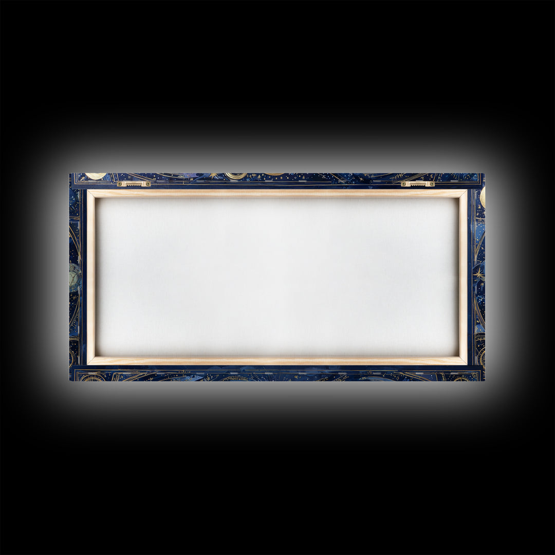 Blue Star Map Framed Canvas Print, Celestial Art, Gallery Decor, Living Room Decor, Fine Art, Celestial, Minimalist Decor, CEL-2x1-18