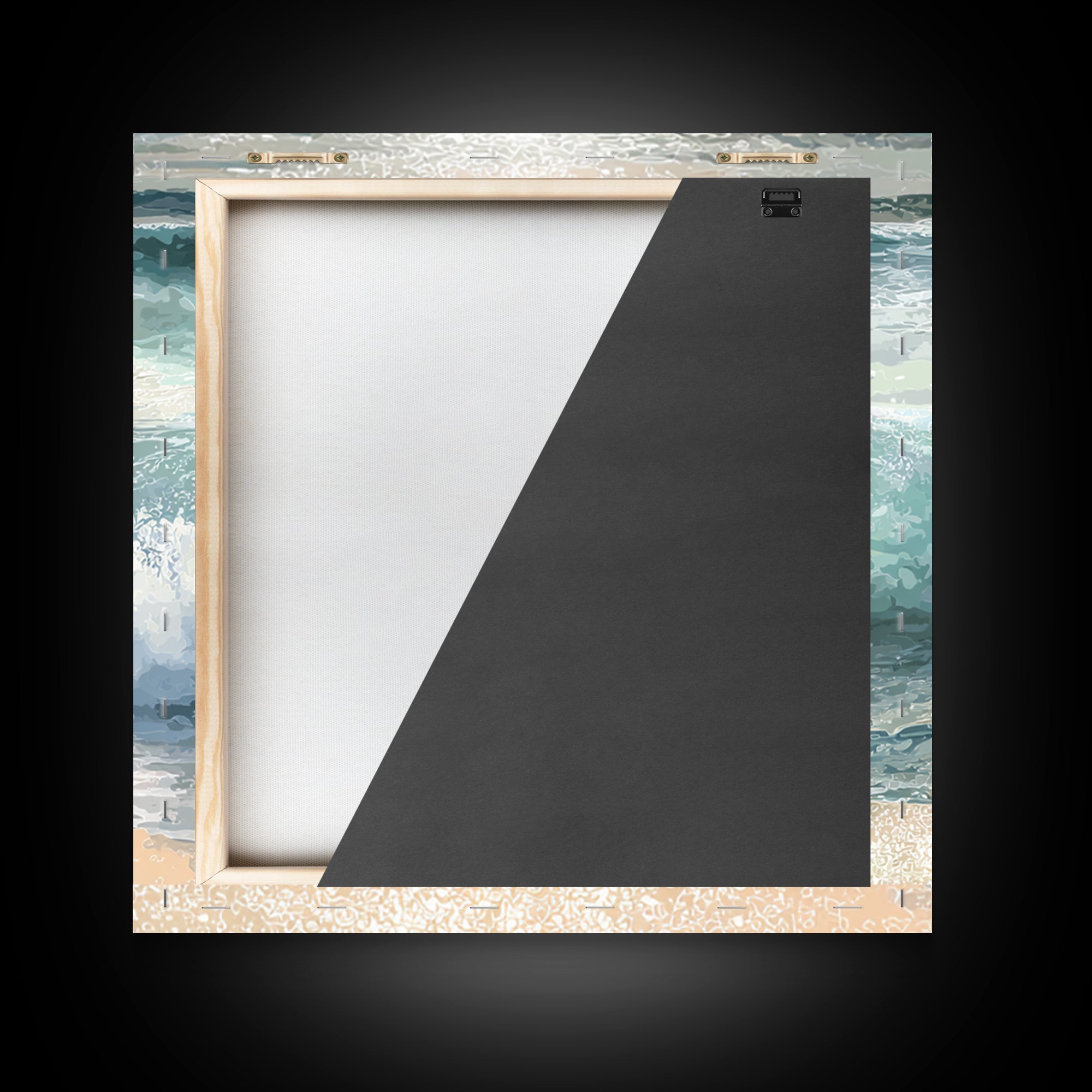 Moonlit Ocean with Silver Surf Framed Canvas Print, Coastal Art, Coastal Wall Decor, Coastal Decor, Oil Painting, Coastal, COA-1x1-70