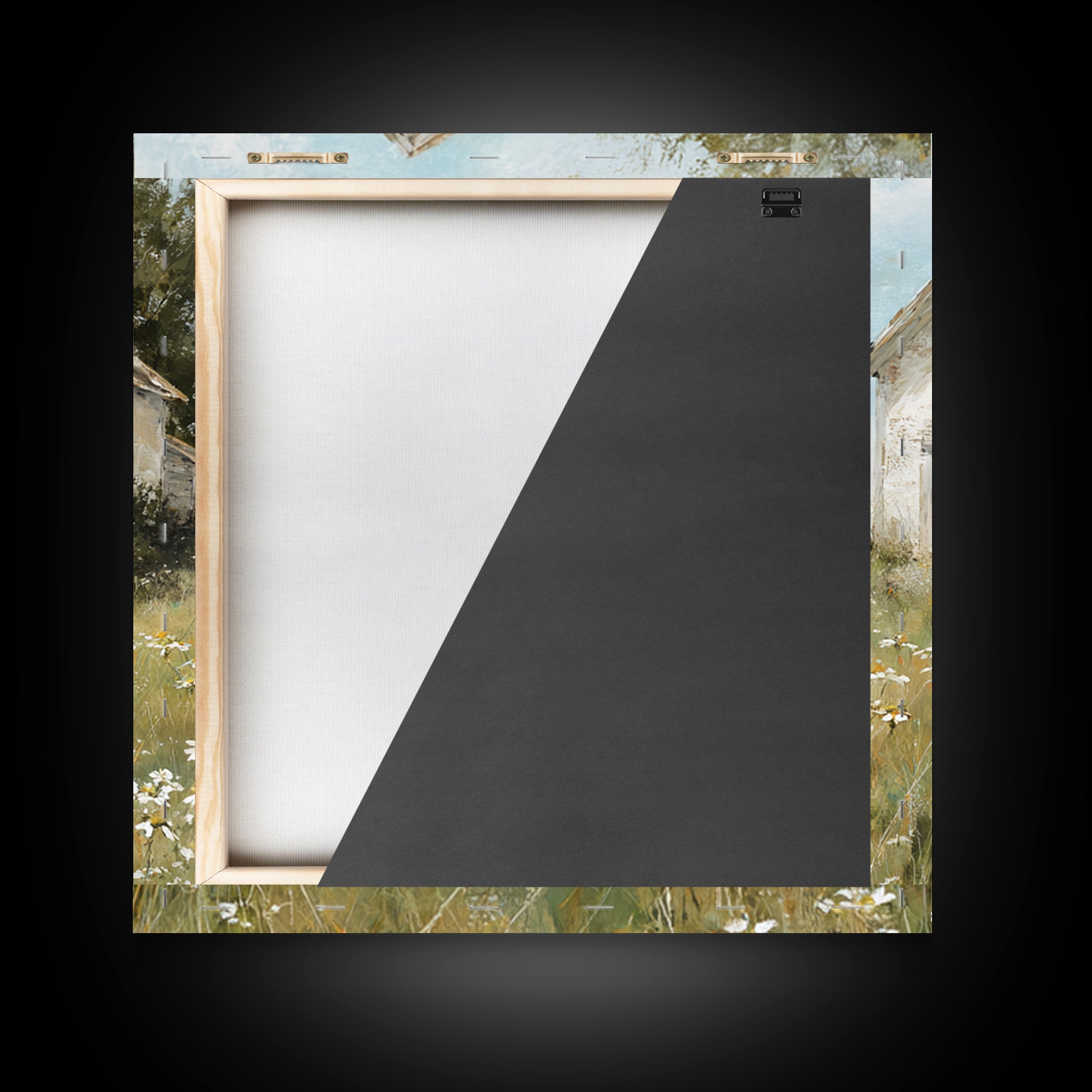 White Farmhouse Surrounded by Tall Grass Canvas Print, Country Art, Wall Decor, Farmhouse Decor, Oil Painting, Country, COU-1x1-82