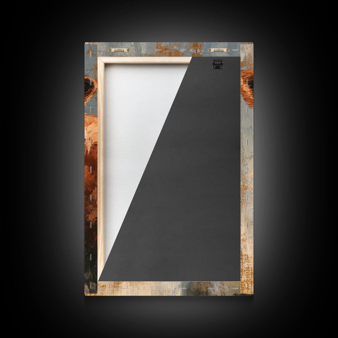 Cow Portrait with Gentle Farmhouse Personality Framed Canvas Print, Country Art, Minimalist Decor, Farmhouse Decor, Country, COU-2x3-12