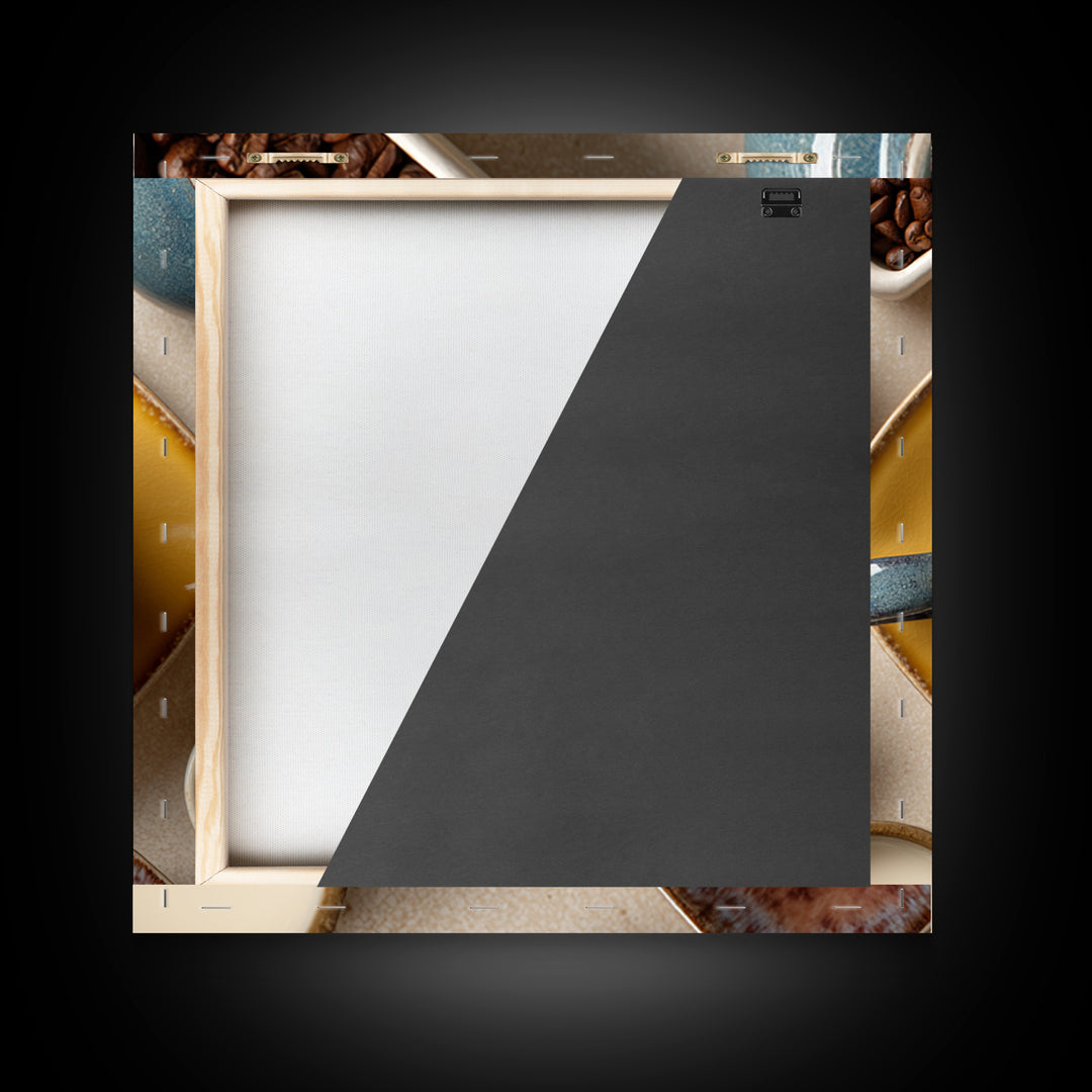 Latte Art Heart Seen from Above Framed Canvas Print, Coffee Shop Art, Digital Wall Art, Cafe Decor, Oil Painting, Cafe, CSA-1x1-28