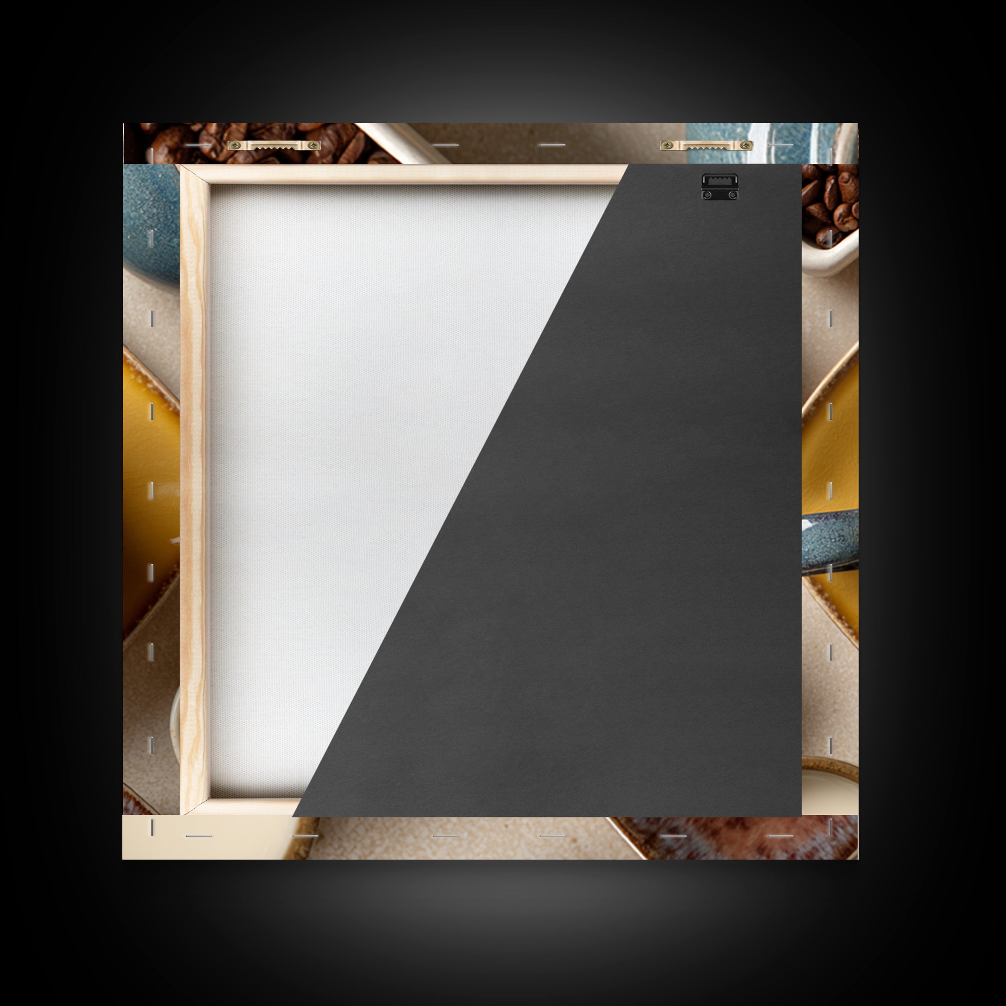 Latte Art Heart Seen from Above Framed Canvas Print, Coffee Shop Art, Digital Wall Art, Cafe Decor, Oil Painting, Cafe, CSA-1x1-28