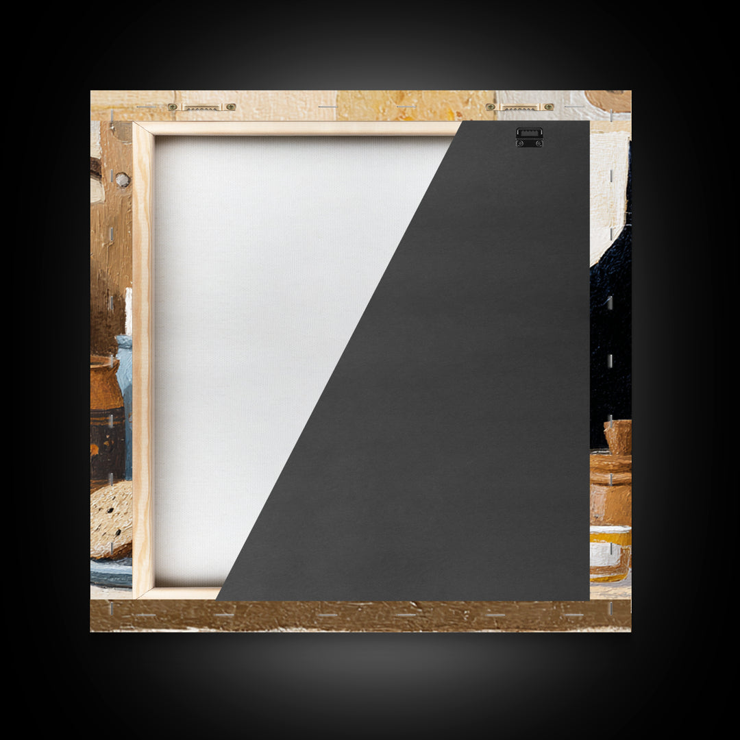 Black Cat Beside a Steaming Cup Framed Canvas Print, Coffee Shop Art, Gallery Decor, Cafe Decor, Fine Art, Cafe, Wall Art, CSA-1x1-62