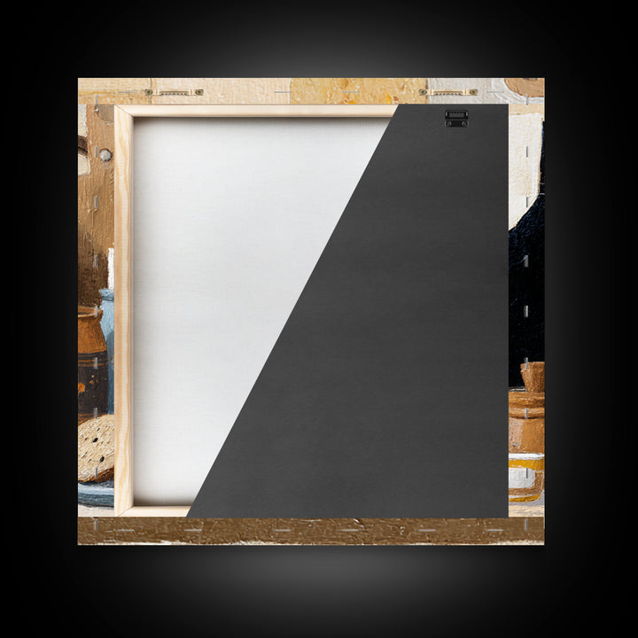 Black Cat Beside a Steaming Cup Framed Canvas Print, Coffee Shop Art, Gallery Decor, Cafe Decor, Fine Art, Cafe, Wall Art, CSA-1x1-62