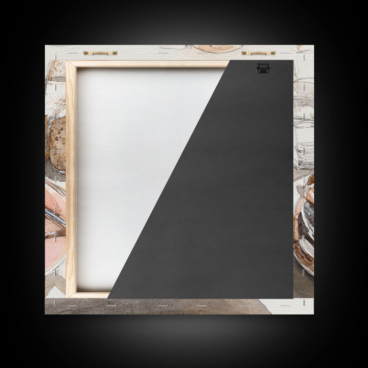 Minimal Line Art of a Cup and Framed Canvas Print, Coffee Shop Art, Minimalist Wall Art, Cafe Decor, Fine Art, Cafe, Room Decor, CSA-1x1-66