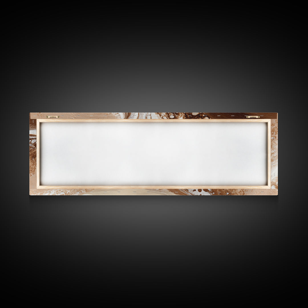 Abstract Brown and Cream Coffee Swirl Framed Canvas Print, Coffee Shop Art, Neutral Decor, Cafe Decor, Fine Art, Cafe, CSA-3x1-73