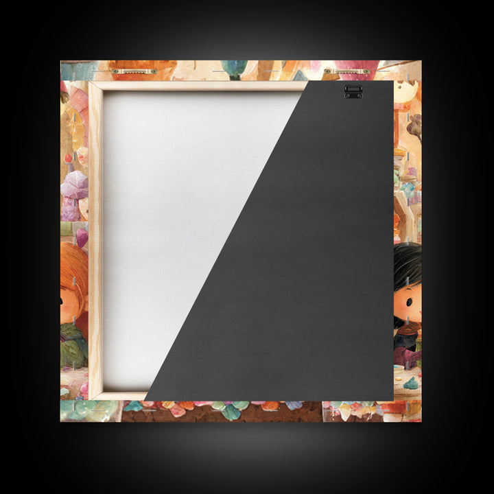 The Little Star Witch, Kids Halloween Decor, Square Wall Art, Canvas Print, Halloween Kids Decor, Whimsical Wall Art, Spooky Wall Decor