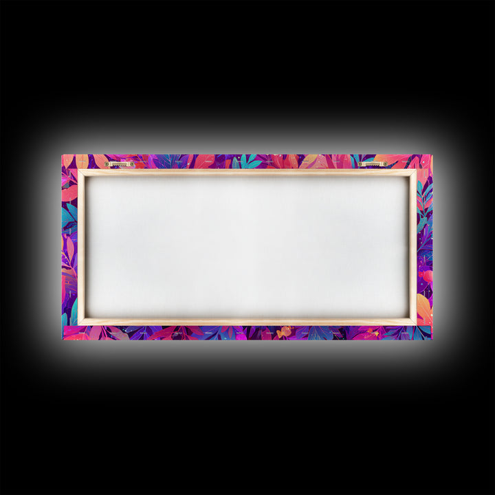 The Ghost With A Flower Crown, Vaporwave Halloween Art, Wide Panoramic Art, Framed Canvas Print, Cute Halloween Wall Art