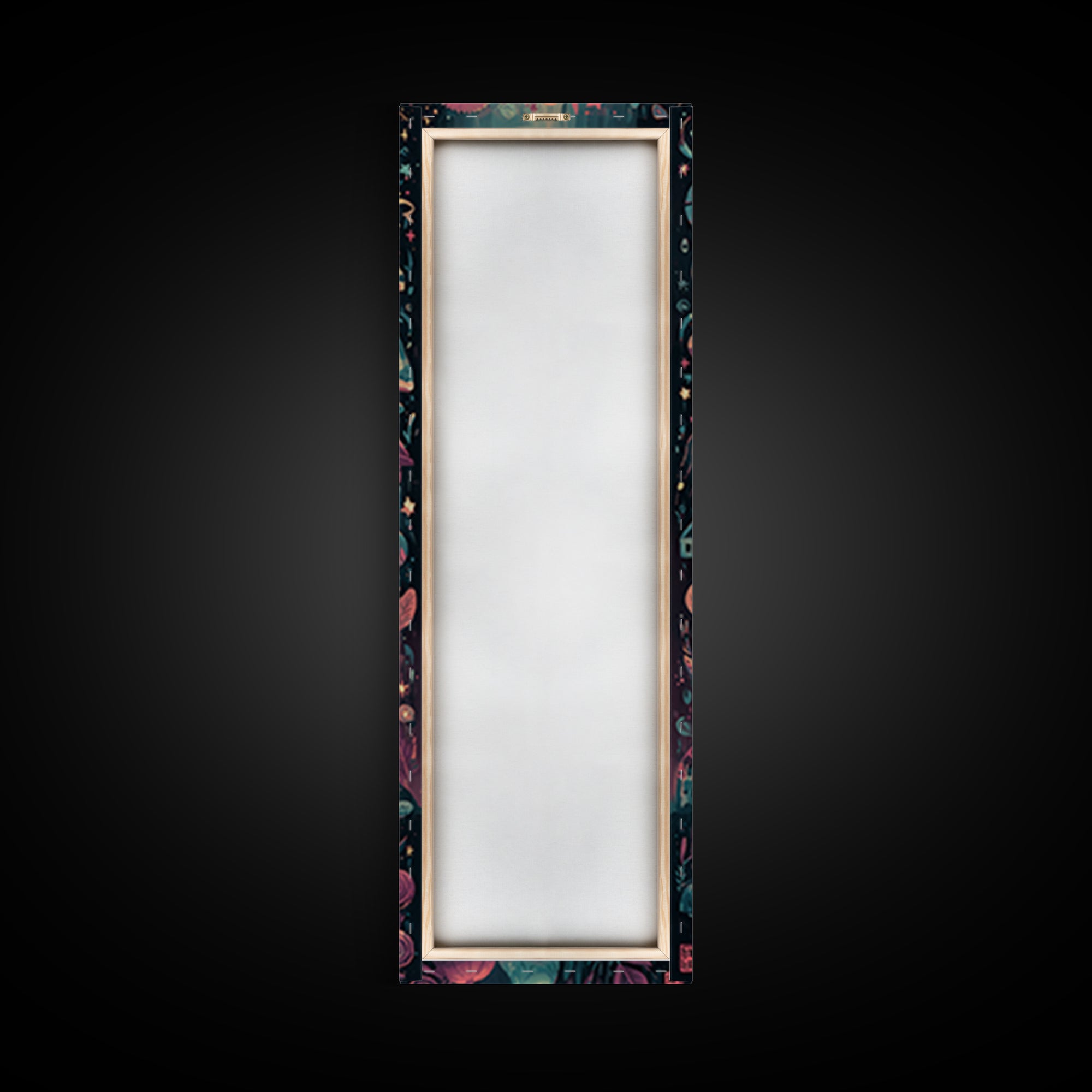 The Star-Seer Of Black Dunwich, Vaporwave Halloween Art, Tall Narrow Wall Art, Framed Canvas Print, Cute Halloween Wall Art