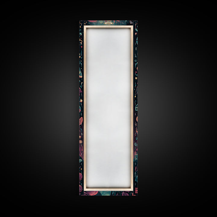 The Star-Seer Of Black Dunwich, Vaporwave Halloween Art, Tall Narrow Wall Art, Framed Canvas Print, Cute Halloween Wall Art