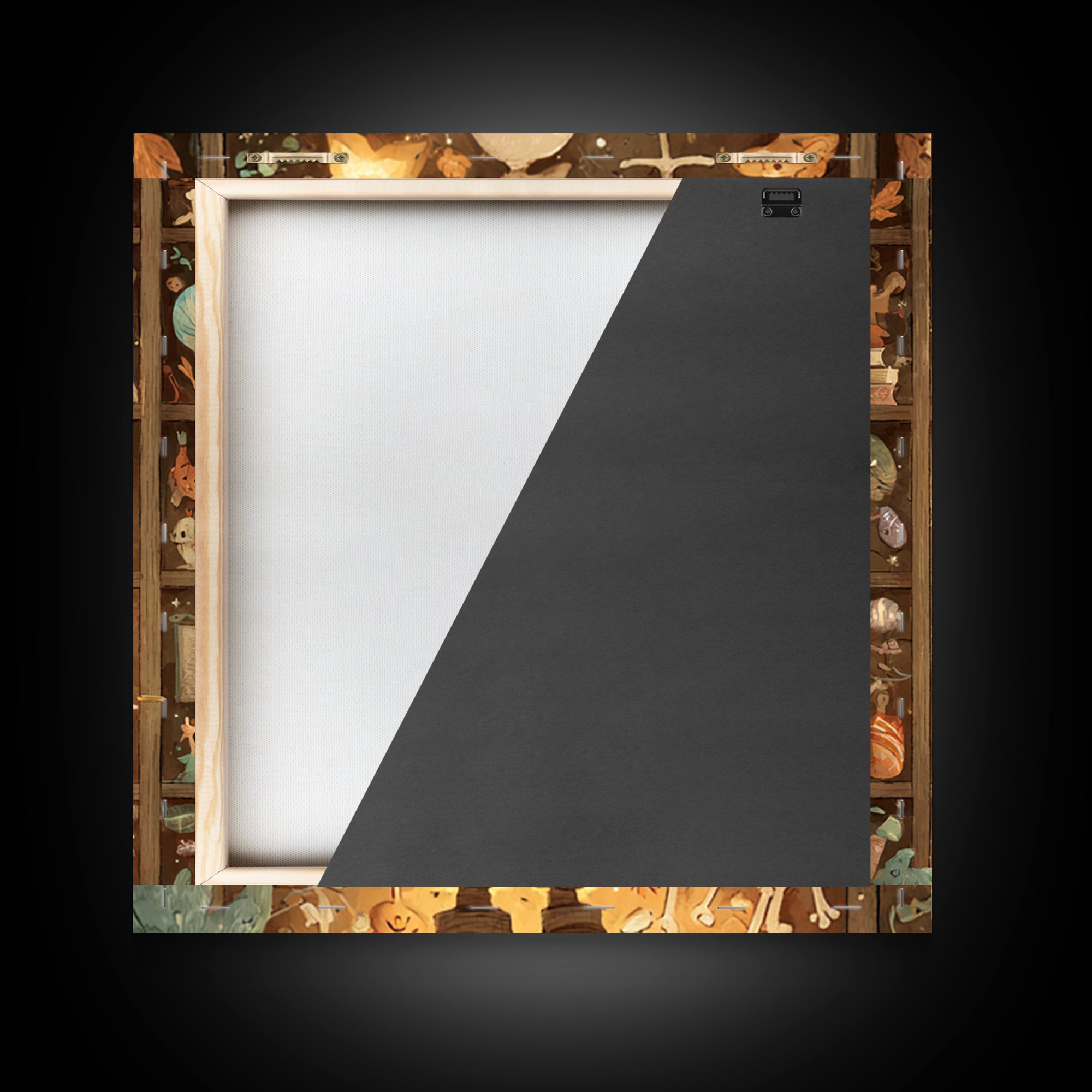 The Archivist Of Dreaming Bones, Retro Halloween Art, Square Wall Art, Canvas Print, Cute Halloween Wall Art