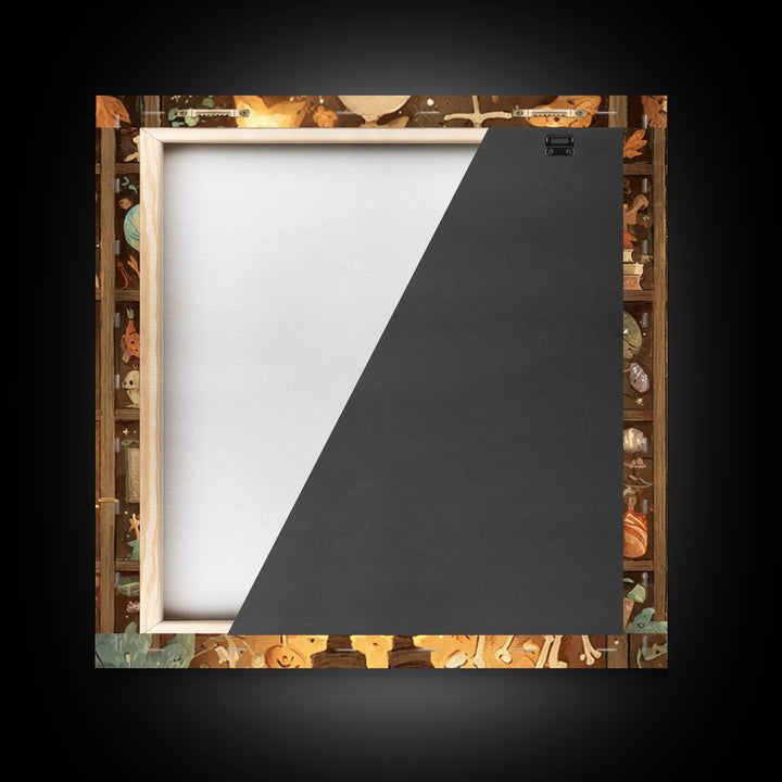 The Archivist Of Dreaming Bones, Retro Halloween Art, Square Wall Art, Canvas Print, Cute Halloween Wall Art
